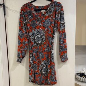 LOFT Vibrant Floral Long Sleeve Dress